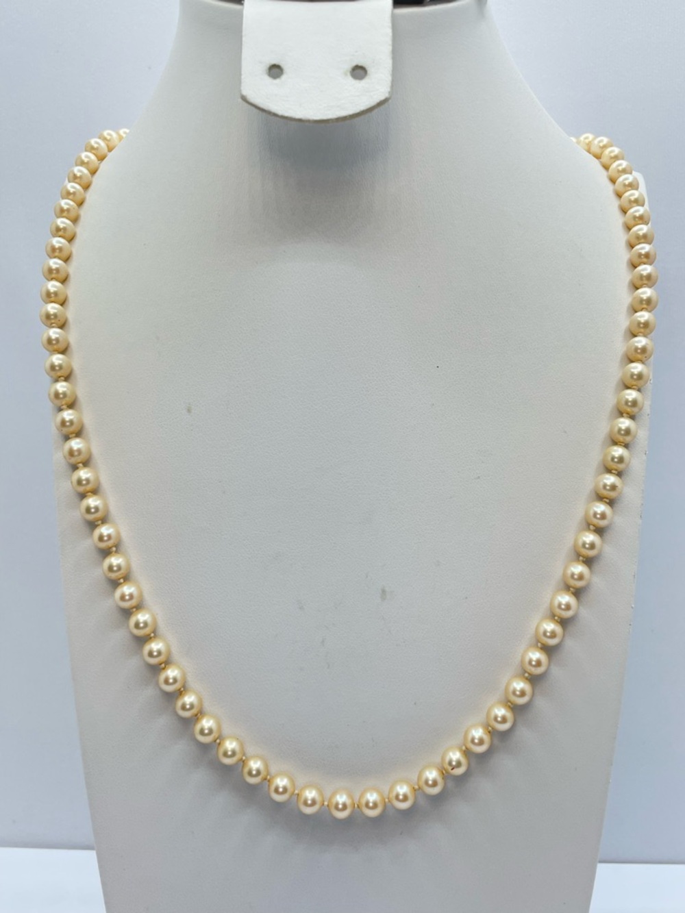 Vintage Marvella Faux Pearl Necklace Cream Knotted Bridal Classic Strand